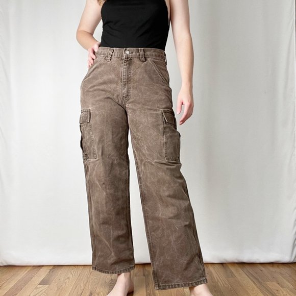 Vintage Cargo Carpenter High Rise Straight Leg Rigid Pants Denim Jeans Trousers - Picture 11 of 11